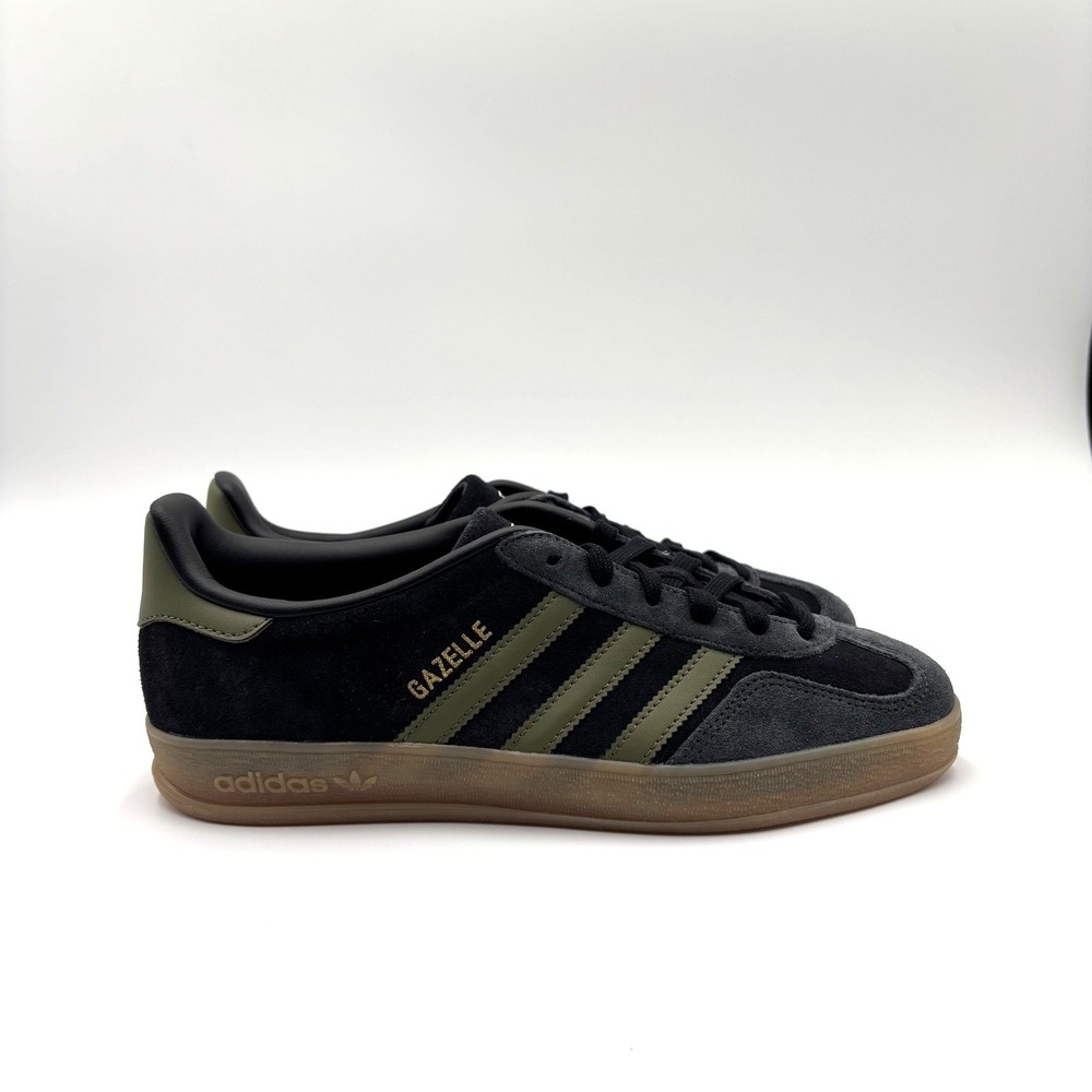 Adidas Gazelle Indoor Core Black Focus Olive JQ8399 Sneakers Shoes Mens Size 4